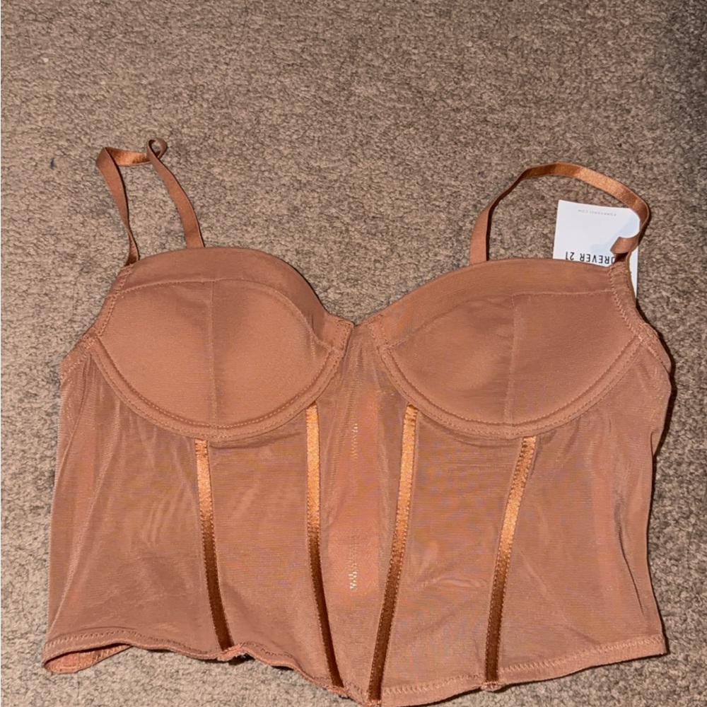 Forever 21 Brown Mesh Crop Top